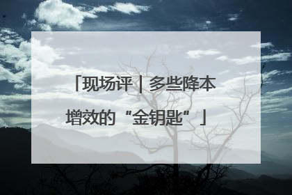 现场评｜多些降本增效的“金钥匙”