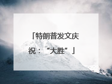 特朗普发文庆祝：“大胜”