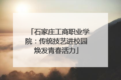 石家庄工商职业学院：传统技艺进校园焕发青春活力