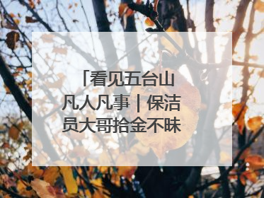 看见五台山 凡人凡事｜保洁员大哥拾金不昧传递人间温暖