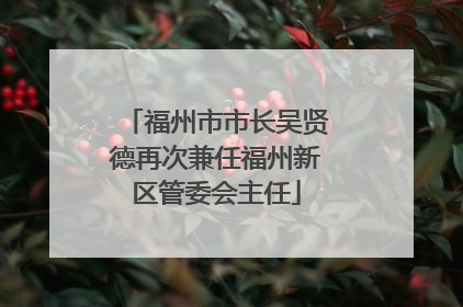 福州市市长吴贤德再次兼任福州新区管委会主任
