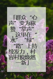 群众“心声”变为称赞“掌声”，这里在“水”“绿”“路”上持续发力，村容村貌焕然一新