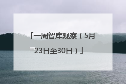 一周智库观察（5月23日至30日）