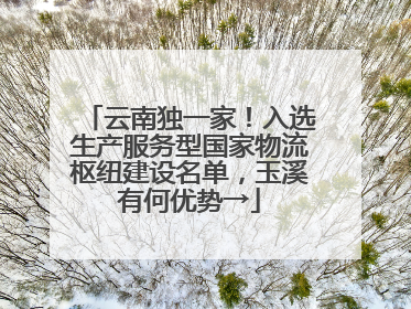 云南独一家！入选生产服务型国家物流枢纽建设名单，玉溪有何优势→