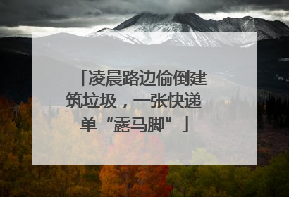 凌晨路边偷倒建筑垃圾，一张快递单“露马脚”