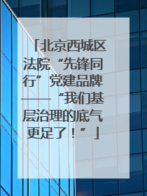 北京西城区法院“先锋同行”党建品牌——“我们基层治理的底气更足了！”