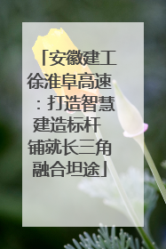 安徽建工徐淮阜高速：打造智慧建造标杆 铺就长三角融合坦途
