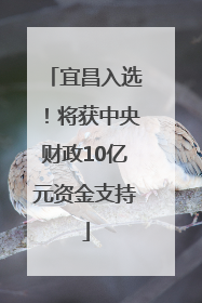 宜昌入选！将获中央财政10亿元资金支持