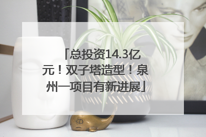 总投资14.3亿元！双子塔造型！泉州一项目有新进展
