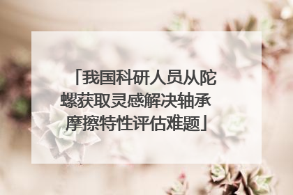 我国科研人员从陀螺获取灵感解决轴承摩擦特性评估难题