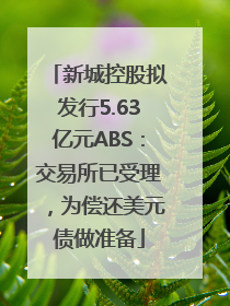 新城控股拟发行5.63亿元ABS：交易所已受理，为偿还美元债做准备