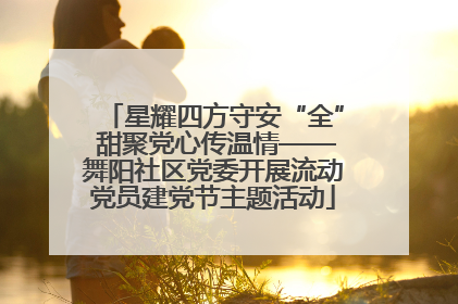 星耀四方守安“全” 甜聚党心传温情——舞阳社区党委开展流动党员建党节主题活动