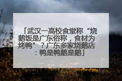 武汉一高校食堂称“烧鹅饭是广东俗称，食材为烤鸭”？广东多家烧鹅店：鸭是鸭鹅是鹅