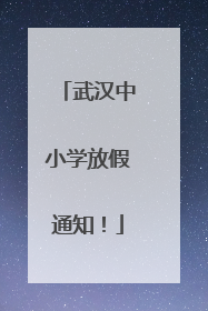 武汉中小学放假通知！