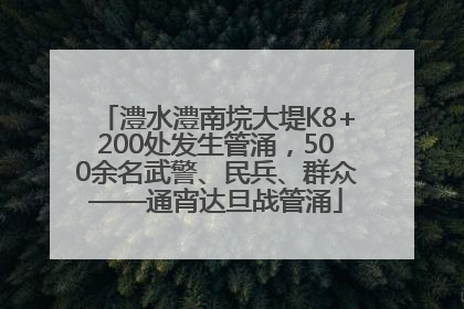 澧水澧南垸大堤K8+200处发生管涌，500余名武警、民兵、群众——通宵达旦战管涌