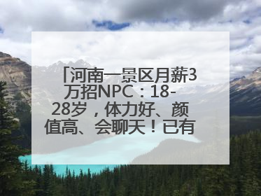 河南一景区月薪3万招NPC：18-28岁，体力好、颜值高、会聊天！已有1000多人应聘