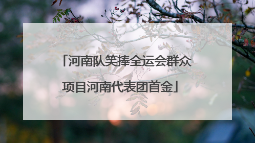 河南队笑捧全运会群众项目河南代表团首金