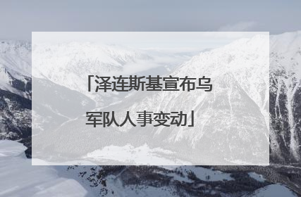 泽连斯基宣布乌军队人事变动