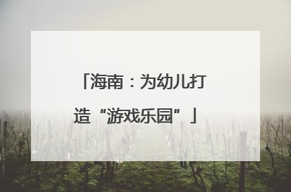 海南：为幼儿打造“游戏乐园”