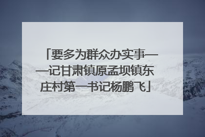 要多为群众办实事——记甘肃镇原孟坝镇东庄村第一书记杨鹏飞