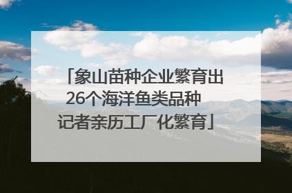 象山苗种企业繁育出26个海洋鱼类品种 记者亲历工厂化繁育