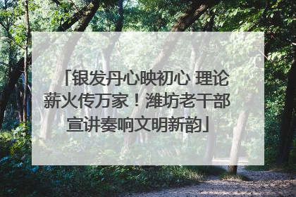 银发丹心映初心 理论薪火传万家！潍坊老干部宣讲奏响文明新韵