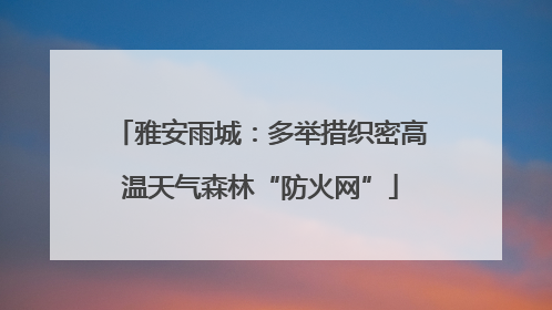 雅安雨城：多举措织密高温天气森林“防火网”
