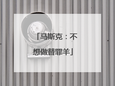 马斯克：不想做替罪羊