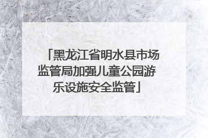 黑龙江省明水县市场监管局加强儿童公园游乐设施安全监管