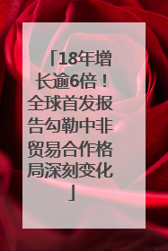 18年增长逾6倍！全球首发报告勾勒中非贸易合作格局深刻变化